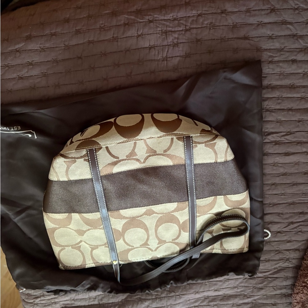 Coach Brown and Tan Shoulder Bag